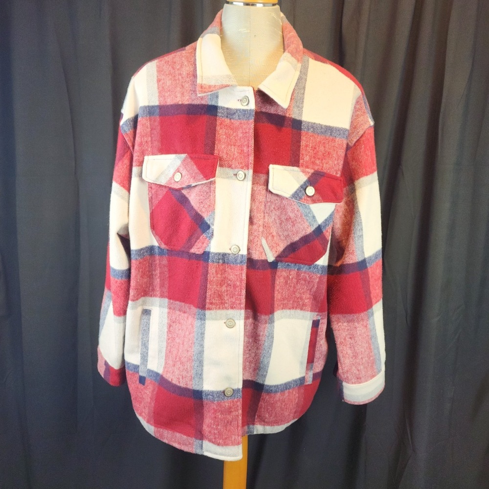 Ashley Outerwear Flannel Red Shacket Heavy Winter XL Womens Fashion
